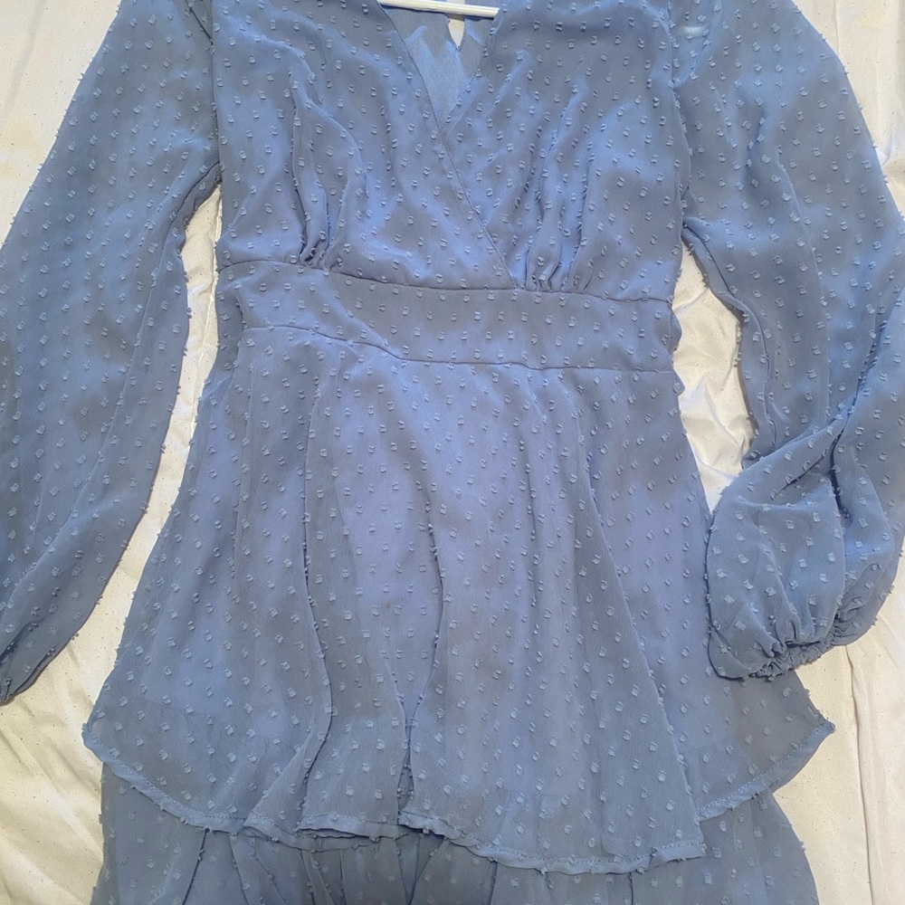 Light Blue Sheer Long Sleeve dress